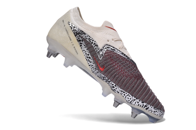 Nike Phantom 6 Elite Low SG Soft Ground Soccer Cleats - Beige/Metallic Silver/Team Red