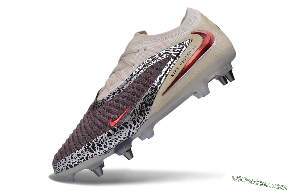 Nike Phantom 6 Elite Low SG Soft Ground Soccer Cleats - Beige/Metallic Silver/Team Red 5