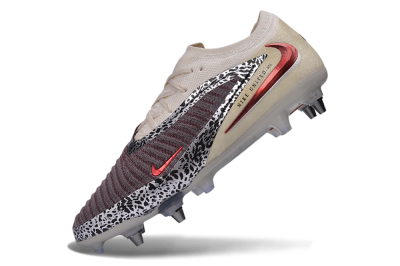 Nike Phantom 6 Elite Low SG Soft Ground Soccer Cleats - Beige/Metallic Silver/Team Red