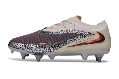 Nike Phantom 6 Elite Low SG Soft Ground Soccer Cleats - Beige/Metallic Silver/Team Red