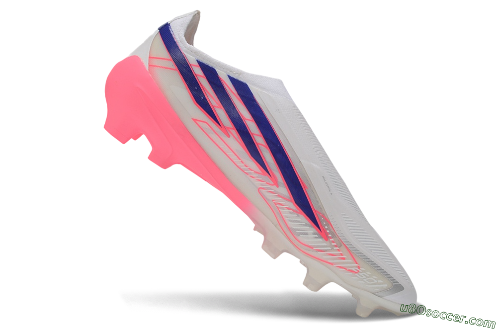 Adidas F50 Hyperfast Elite Laceless FG Firm Ground Soccer Cleats - White/Lucid Pink/Bright Royal 4