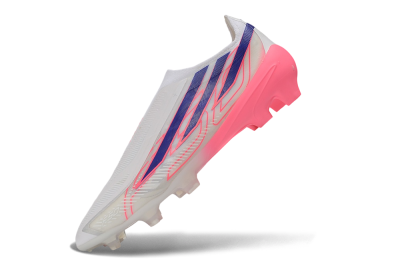 Adidas F50 Hyperfast Elite Laceless FG Firm Ground Soccer Cleats - White/Lucid Pink/Bright Royal