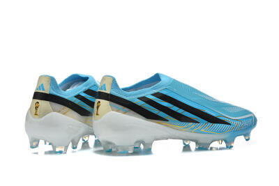 Adidas F50 Hyperfast Elite Laceless FG Firm Ground Soccer Cleats - Blue/Lucid Blue/White