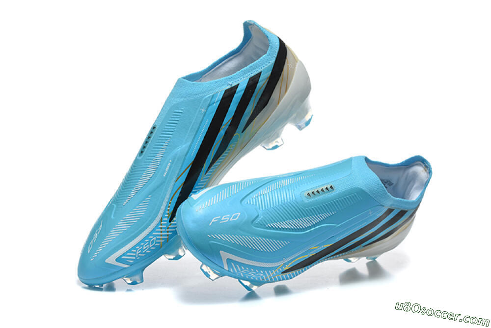 Adidas F50 Hyperfast Elite Laceless FG Firm Ground Soccer Cleats - Blue/Lucid Blue/White 3