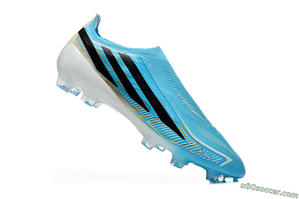 Adidas F50 Hyperfast Elite Laceless FG Firm Ground Soccer Cleats - Blue/Lucid Blue/White 4