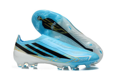 Adidas F50 Hyperfast Elite Laceless FG Firm Ground Soccer Cleats - Blue/Lucid Blue/White