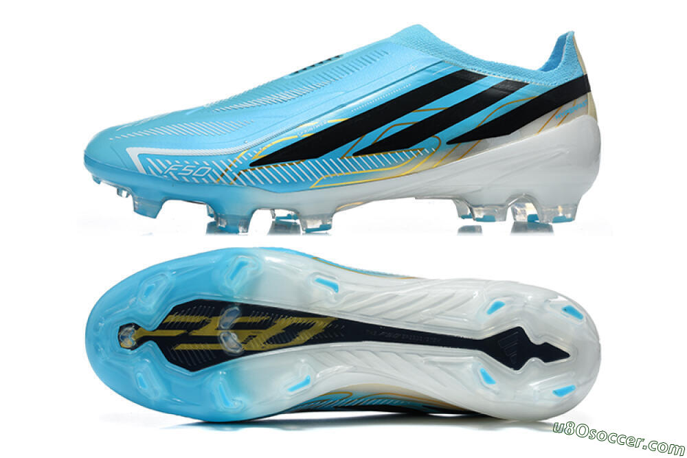 Adidas F50 Hyperfast Elite Laceless FG Firm Ground Soccer Cleats - Blue/Lucid Blue/White 0