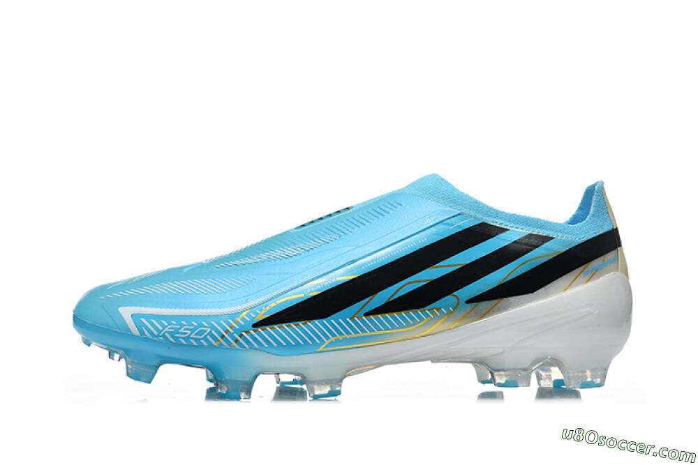 Adidas F50 Hyperfast Elite Laceless FG Firm Ground Soccer Cleats - Blue/Lucid Blue/White 2