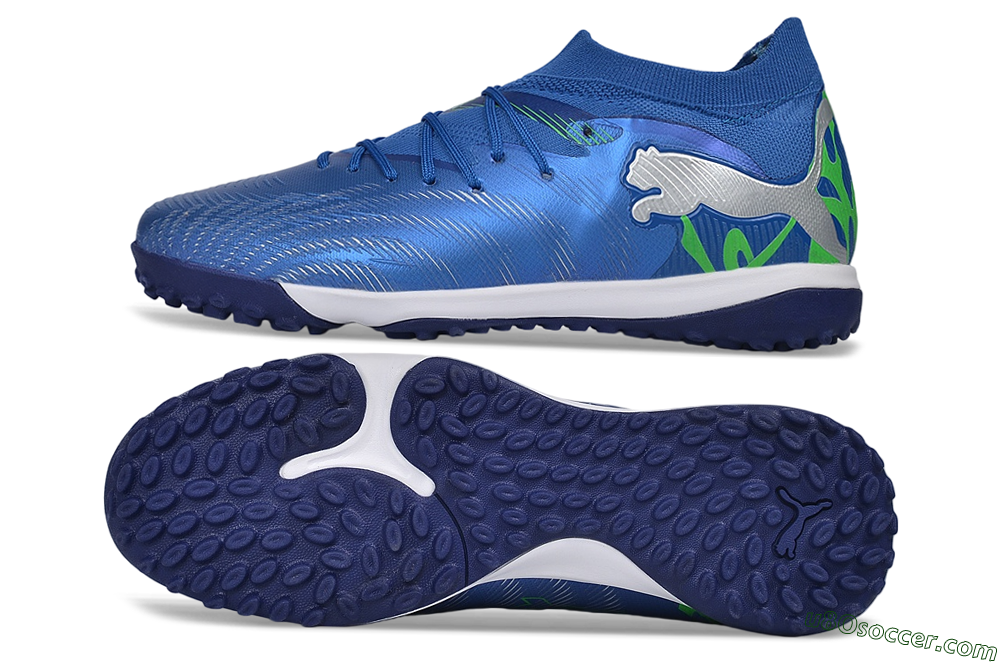 Puma Future 8 Ultimate TF Artificial Turf Soccer Shoes - Blue/Electric Blue/Frosty Green 0