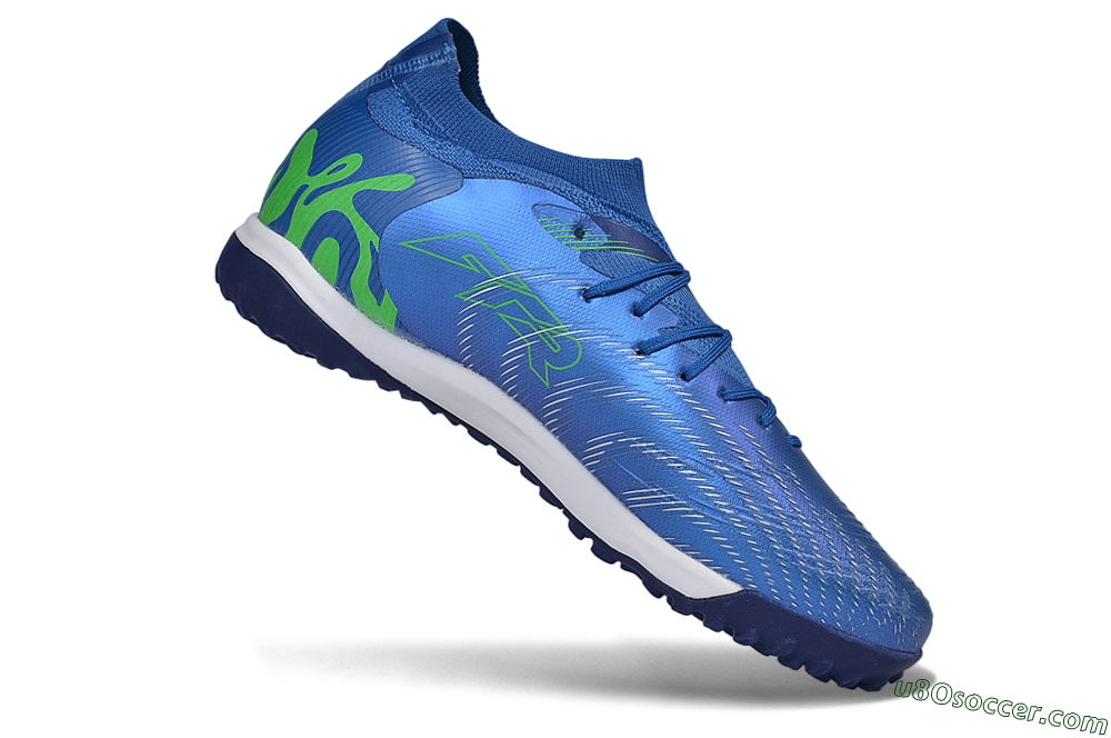 Puma Future 8 Ultimate TF Artificial Turf Soccer Shoes - Blue/Electric Blue/Frosty Green 4