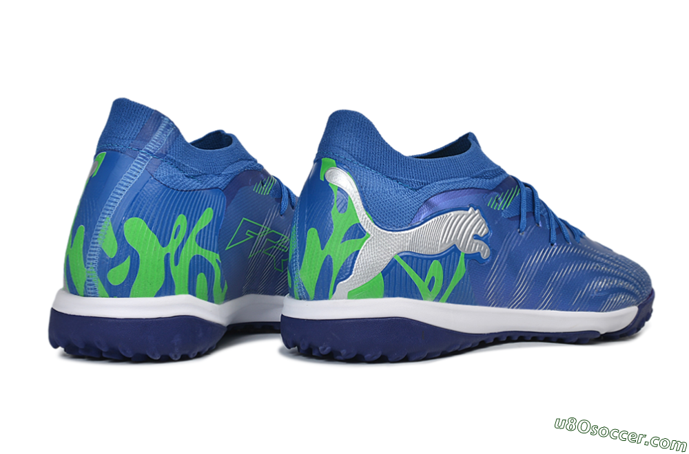 Puma Future 8 Ultimate TF Artificial Turf Soccer Shoes - Blue/Electric Blue/Frosty Green 6