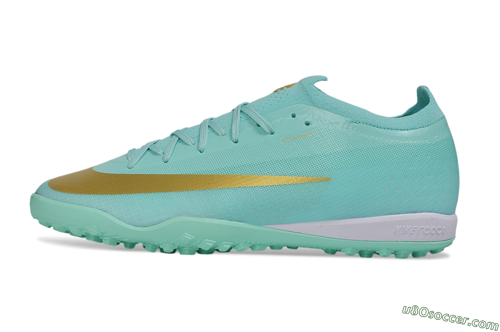 Nike Air Zoom Mercurial Vapor 17 Elite TF Artificial Turf Soccer Shoes - Turquoise/Mint Green/Metallic Gold 2