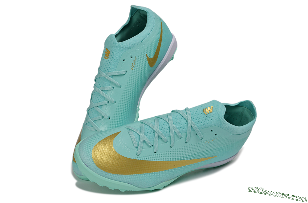 Nike Air Zoom Mercurial Vapor 17 Elite TF Artificial Turf Soccer Shoes - Turquoise/Mint Green/Metallic Gold 3