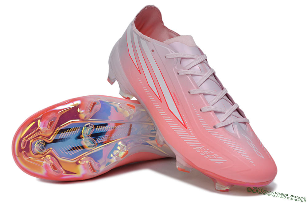 Adidas F50 Hyperfast Elite FG Firm Ground Soccer Cleats - Pink/Sunset Pink/Iridescent White 4