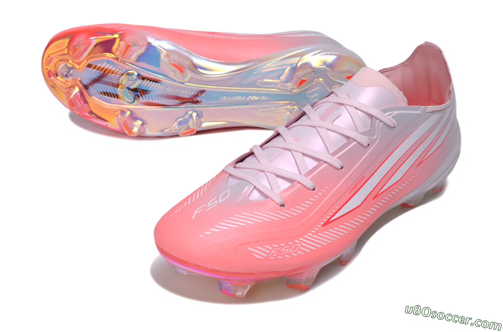 Adidas F50 Hyperfast Elite FG Firm Ground Soccer Cleats - Pink/Sunset Pink/Iridescent White 3