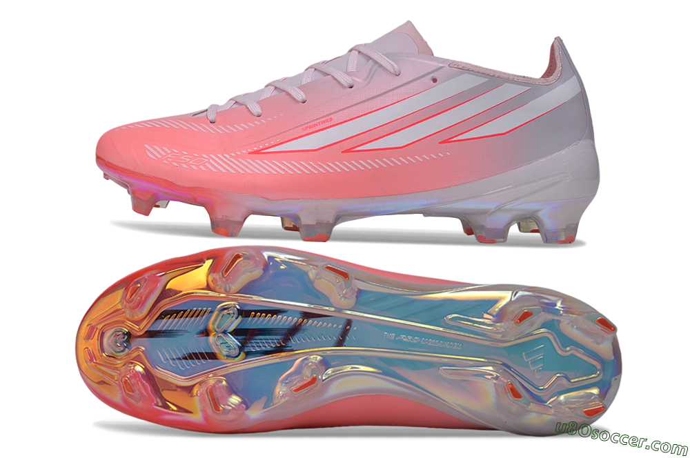 Adidas F50 Hyperfast Elite FG Firm Ground Soccer Cleats - Pink/Sunset Pink/Iridescent White 0