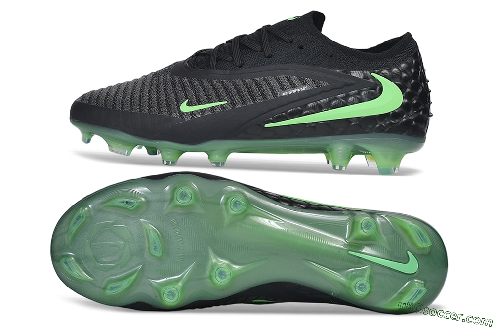 Nike Phantom 6 Elite Low FG Firm Ground Soccer Cleats - Black/Black/Electric Green 0