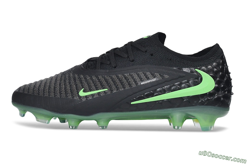 Nike Phantom 6 Elite Low FG Firm Ground Soccer Cleats - Black/Black/Electric Green 2