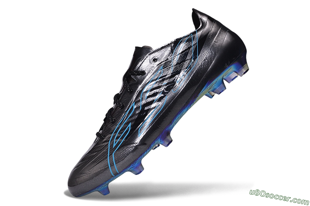 Adidas F50 Hyperfast Evo FG Firm Ground Soccer Cleats - Black/Core Black/Lucid Cyan 5