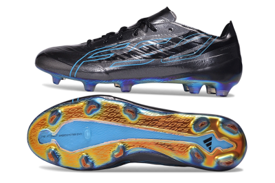 Adidas F50 Hyperfast Evo FG Firm Ground Soccer Cleats - Black/Core Black/Lucid Cyan
