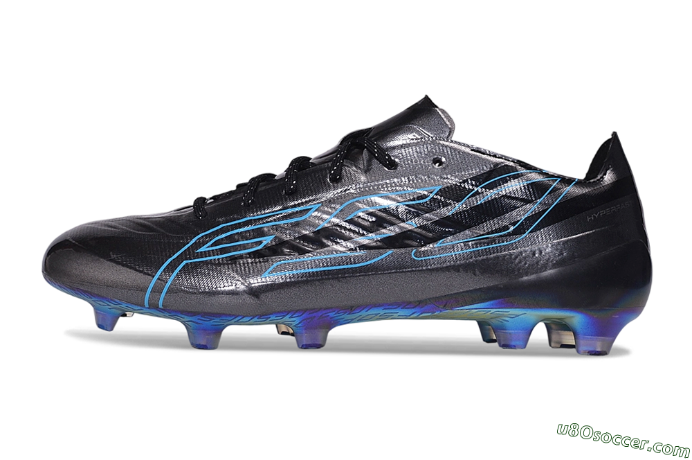 Adidas F50 Hyperfast Evo FG Firm Ground Soccer Cleats - Black/Core Black/Lucid Cyan 2