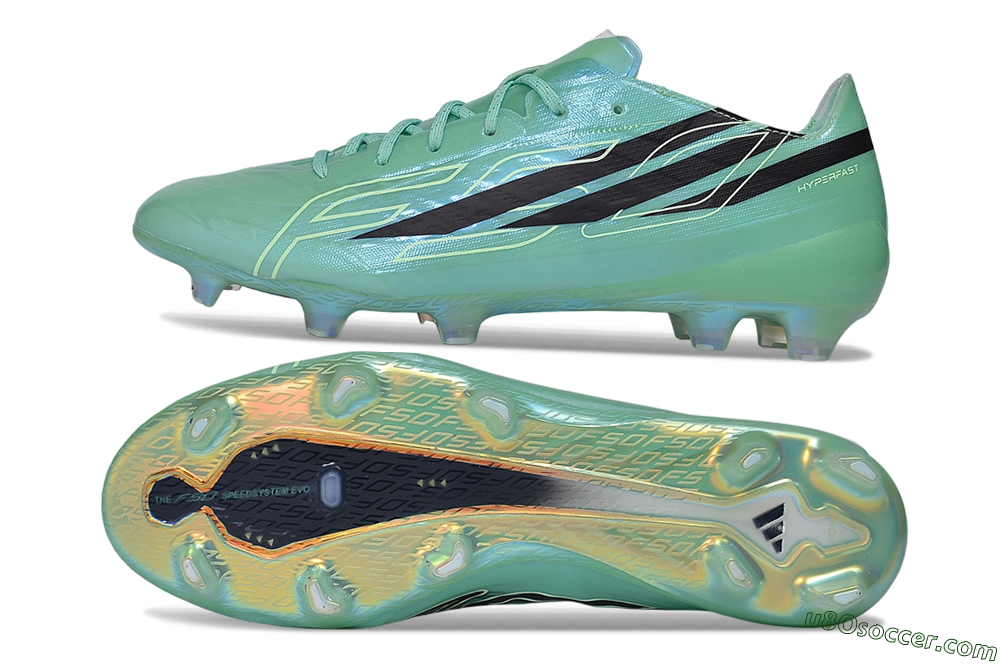 Adidas F50 Hyperfast Elite FG Firm Ground Soccer Cleats - Green/Mint/Dark Blue 0