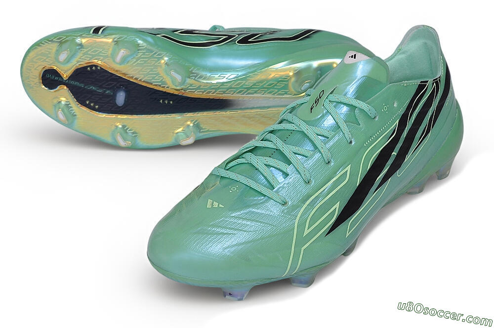 Adidas F50 Hyperfast Elite FG Firm Ground Soccer Cleats - Green/Mint/Dark Blue 3