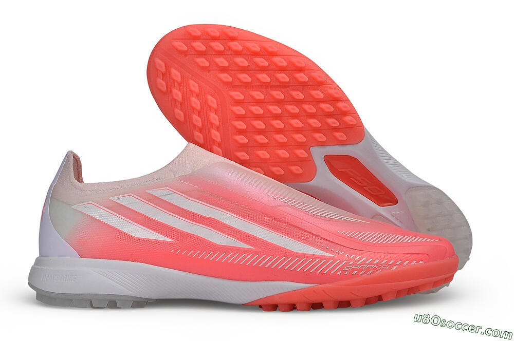 Adidas F50 Hyperfast Elite Laceless TF Artificial Turf Soccer Shoes - Pink/Solar Pink/Cloud White 1