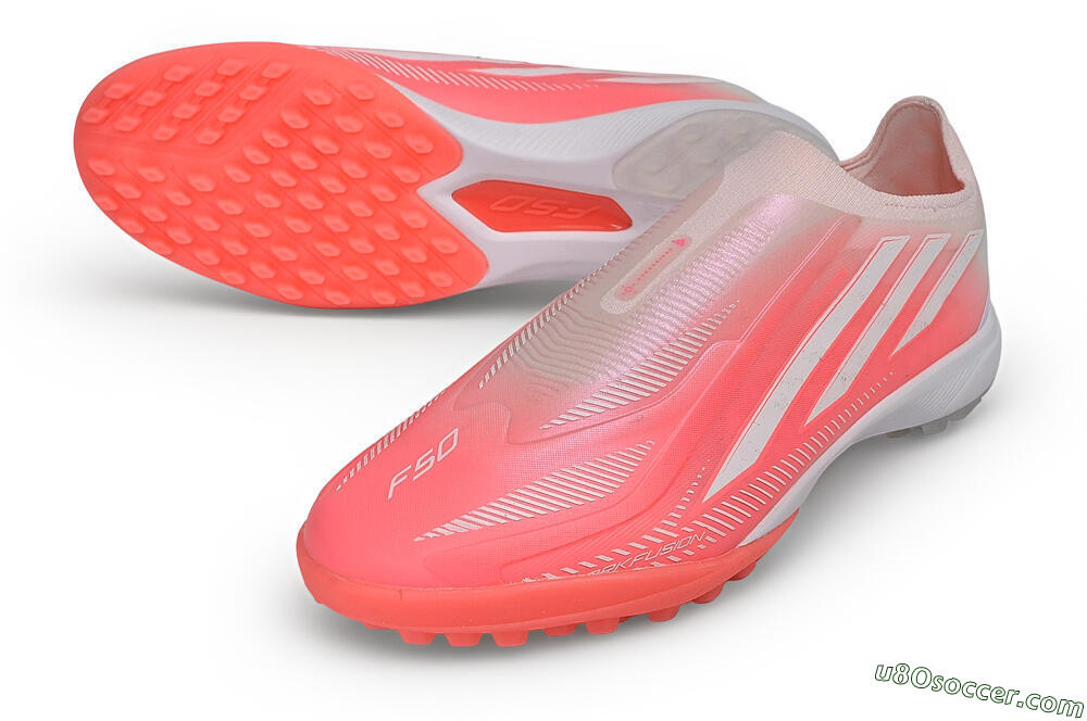 Adidas F50 Hyperfast Elite Laceless TF Artificial Turf Soccer Shoes - Pink/Solar Pink/Cloud White 3