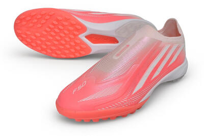 Adidas F50 Hyperfast Elite Laceless TF Artificial Turf Soccer Shoes - Pink/Solar Pink/Cloud White