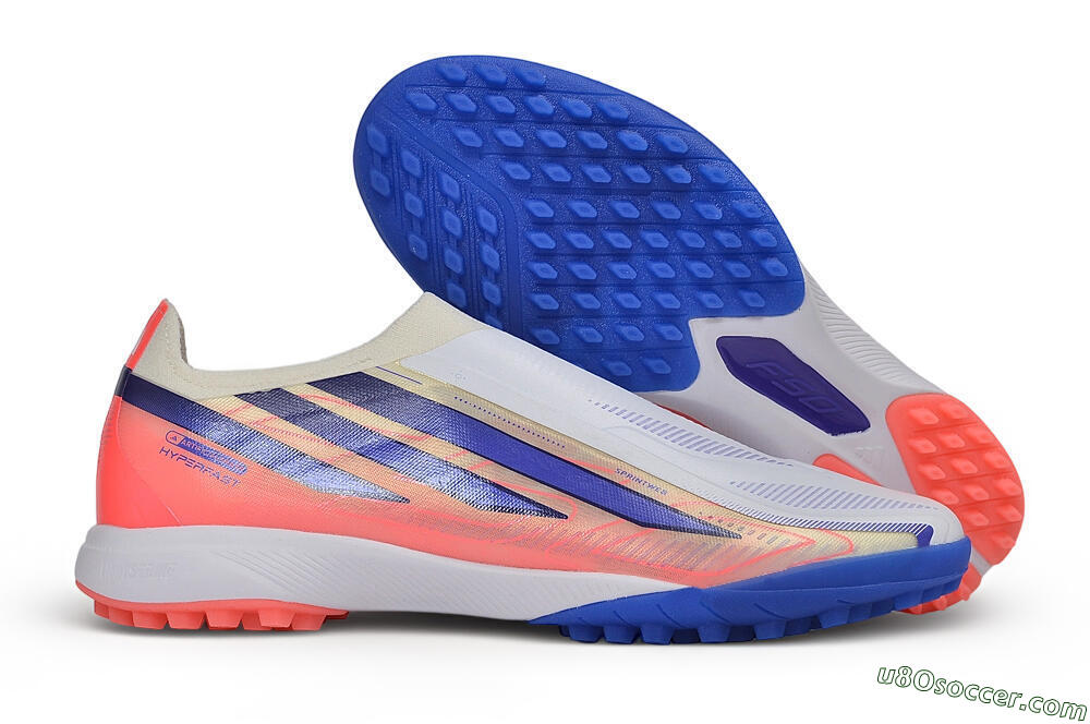 Adidas F50 Hyperfast Elite Laceless TF Artificial Turf Soccer Shoes - White/Lucid Lemon/Solar Red 1