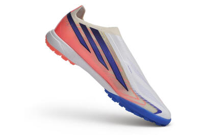 Adidas F50 Hyperfast Elite Laceless TF Artificial Turf Soccer Shoes - White/Lucid Lemon/Solar Red