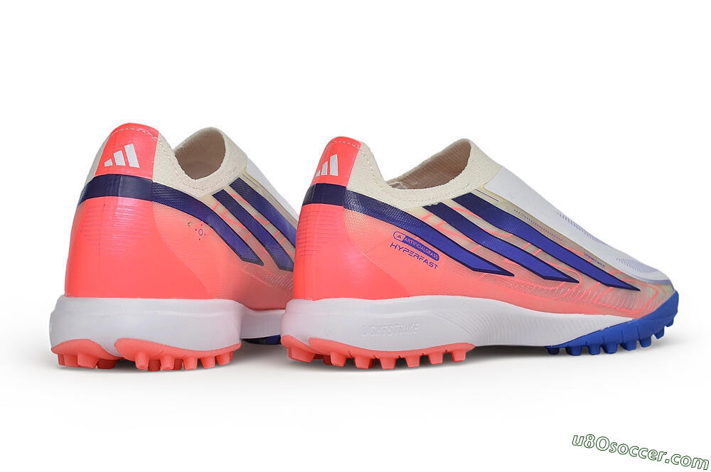 Adidas F50 Hyperfast Elite Laceless TF Artificial Turf Soccer Shoes - White/Lucid Lemon/Solar Red 6