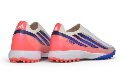 Adidas F50 Hyperfast Elite Laceless TF Artificial Turf Soccer Shoes - White/Lucid Lemon/Solar Red