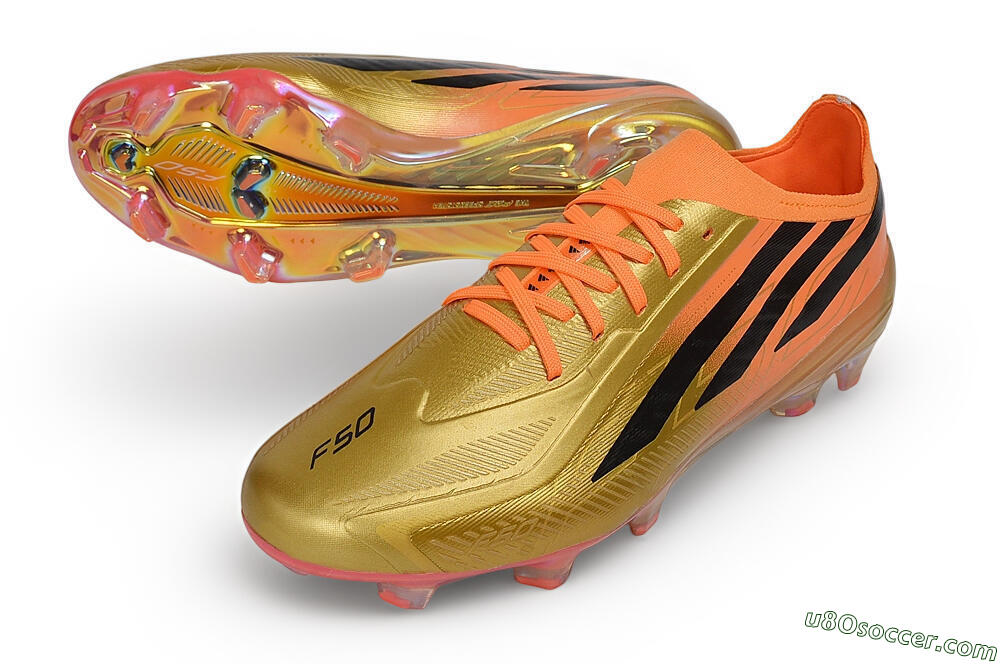 Adidas F50 Hyperfast Elite Laceless FG Firm Ground Soccer Cleats - Gold/Solar Gold/Black 3