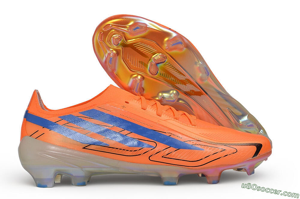 Adidas F50 Hyperfast Elite Laceless FG Firm Ground Soccer Cleats - Orange/Solar Orange/Lucid Blue 1