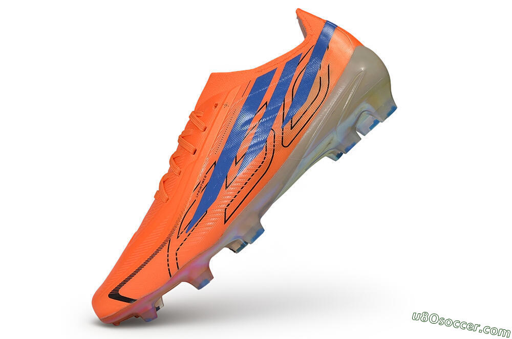 Adidas F50 Hyperfast Elite Laceless FG Firm Ground Soccer Cleats - Orange/Solar Orange/Lucid Blue 5