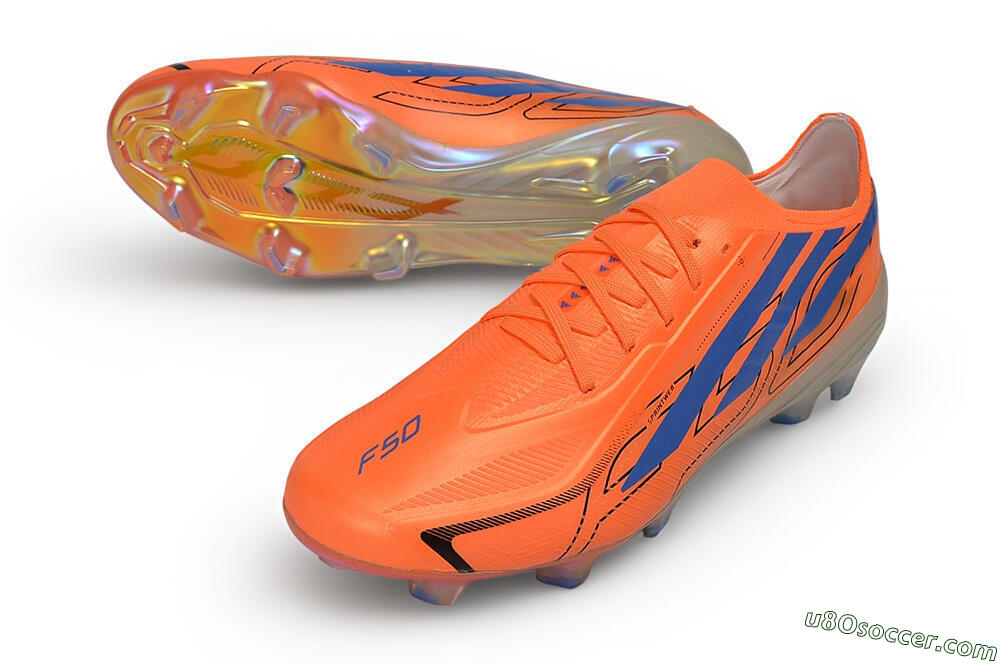 Adidas F50 Hyperfast Elite Laceless FG Firm Ground Soccer Cleats - Orange/Solar Orange/Lucid Blue 3