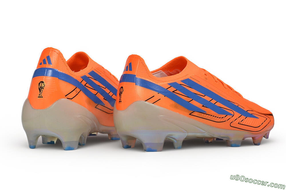 Adidas F50 Hyperfast Elite Laceless FG Firm Ground Soccer Cleats - Orange/Solar Orange/Lucid Blue 6