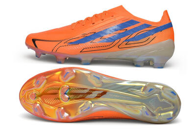 Adidas F50 Hyperfast Elite Laceless FG Firm Ground Soccer Cleats - Orange/Solar Orange/Lucid Blue