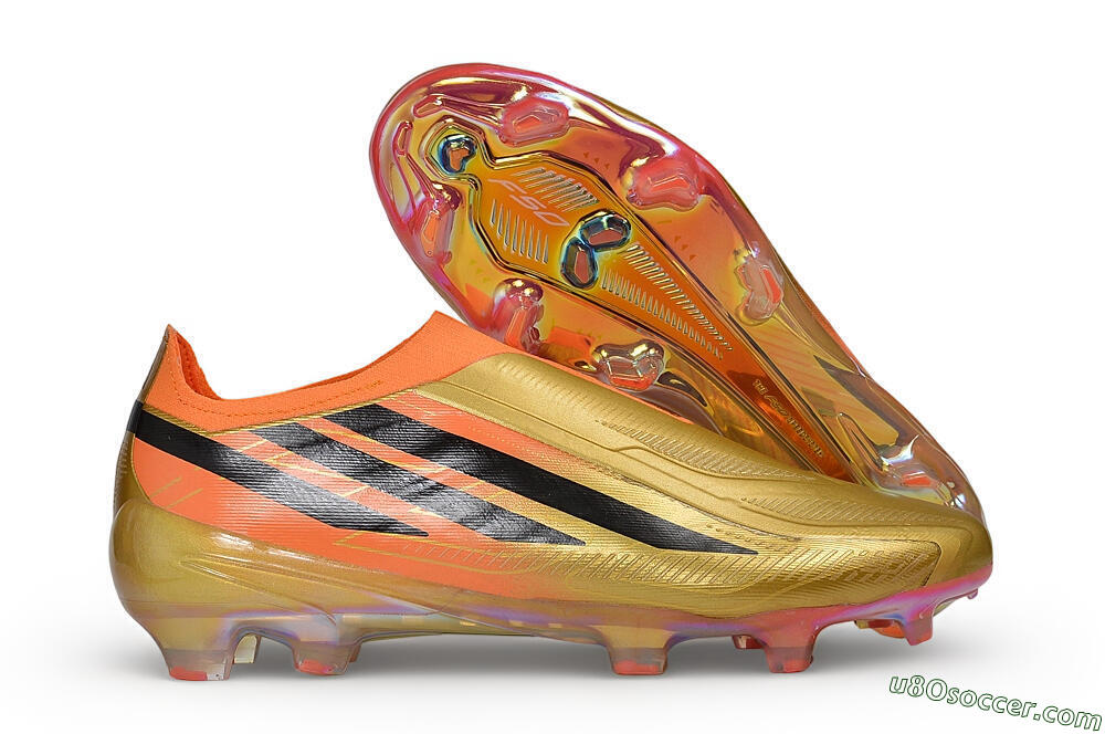 Adidas F50 Hyperfast Elite Laceless FG Firm Ground Soccer Cleats - Gold/Metallic Gold/Solar Orange 1