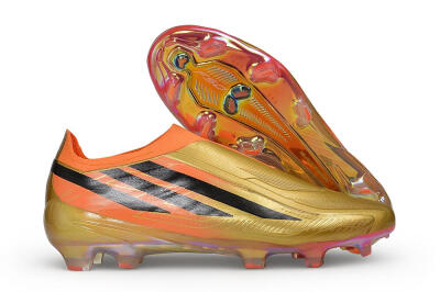 Adidas F50 Hyperfast Elite Laceless FG Firm Ground Soccer Cleats - Gold/Metallic Gold/Solar Orange