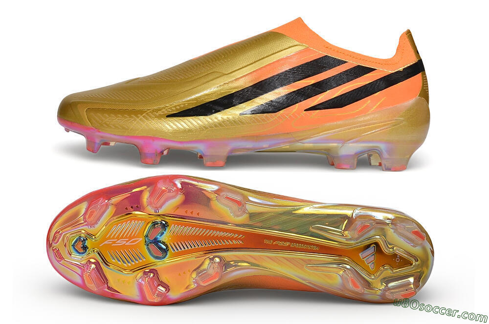 Adidas F50 Hyperfast Elite Laceless FG Firm Ground Soccer Cleats - Gold/Metallic Gold/Solar Orange 0