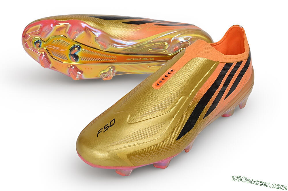 Adidas F50 Hyperfast Elite Laceless FG Firm Ground Soccer Cleats - Gold/Metallic Gold/Solar Orange 3