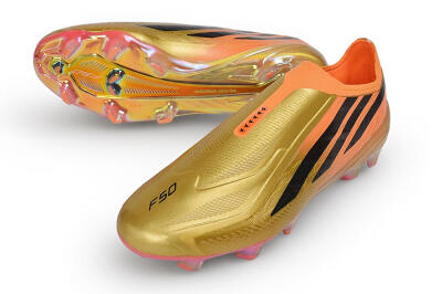 Adidas F50 Hyperfast Elite Laceless FG Firm Ground Soccer Cleats - Gold/Metallic Gold/Solar Orange