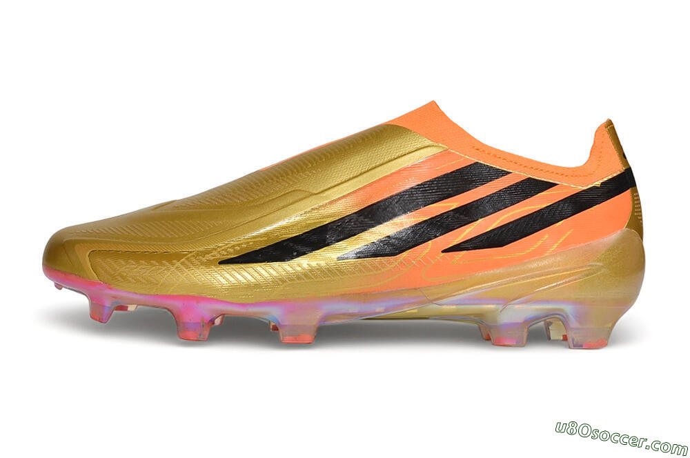 Adidas F50 Hyperfast Elite Laceless FG Firm Ground Soccer Cleats - Gold/Metallic Gold/Solar Orange 2