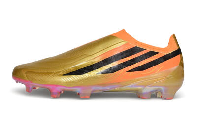 Adidas F50 Hyperfast Elite Laceless FG Firm Ground Soccer Cleats - Gold/Metallic Gold/Solar Orange