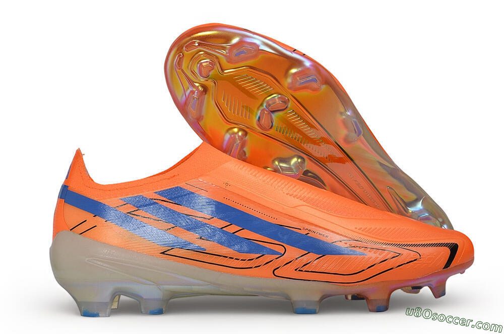 Adidas F50 Hyperfast Elite Laceless FG Firm Ground Soccer Cleats - Orange/Solar Orange/Lucid Blue 1