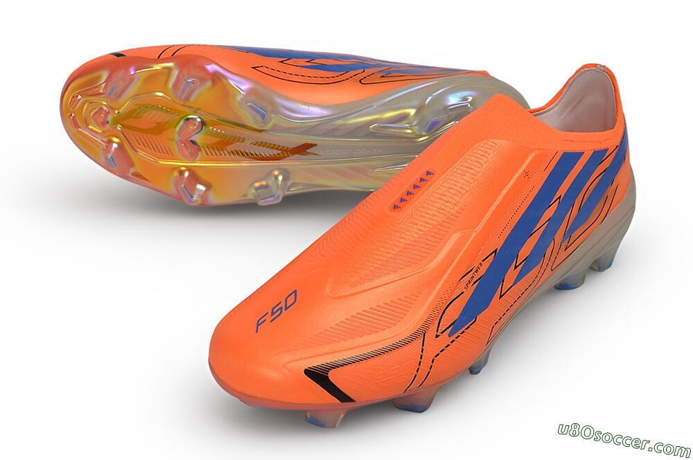Adidas F50 Hyperfast Elite Laceless FG Firm Ground Soccer Cleats - Orange/Solar Orange/Lucid Blue 3