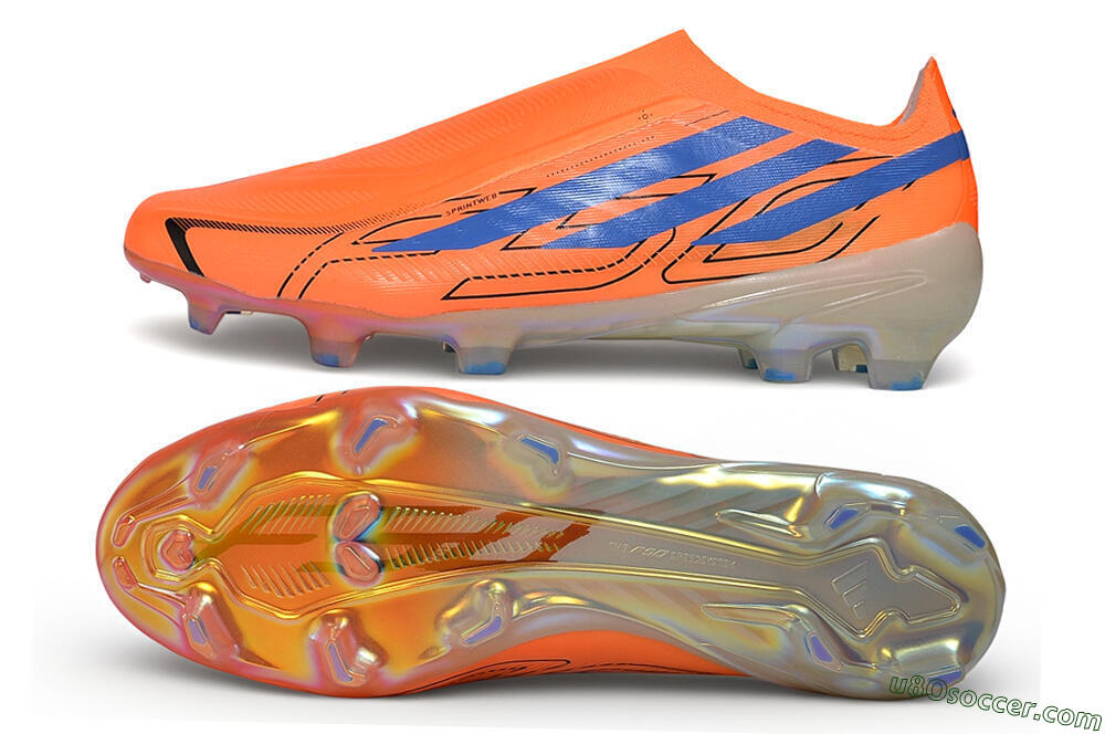 Adidas F50 Hyperfast Elite Laceless FG Firm Ground Soccer Cleats - Orange/Solar Orange/Lucid Blue 0
